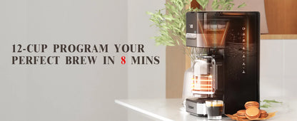 Programmable Drip Coffee Maker 4-12 Cup with Glass Carafe, 4-Hour Auto Shut Off & Keep Warm, Anti-Drip System, Strong Brew