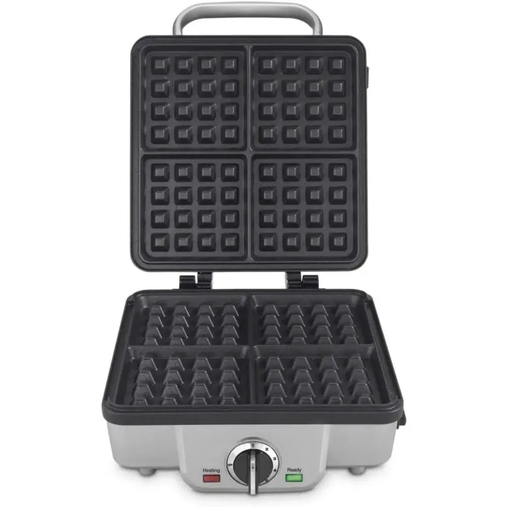 Belgian Waffle Maker with Pancake Plates, 6-setting adjustable browning control with audible alert, Brushed Stainless