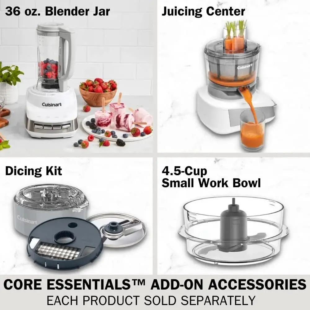 13-Cup Multifunctional Food Processor, Stainless-Steel Blades, High/Low/Pulse speeds, 950-Watt Motor, White