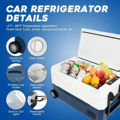 12 Volt Car Refrigerator, 37 Quart(35L) Portable Freezer Car Fridge WIFI APP Control, 12/24V DC and 100-240V for Outdoor,Camping