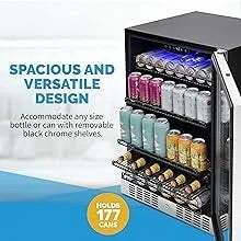 24" Beverage Refrigerator Cooler - 177 Can Capacity - Built Fridge and Glass Door | Cool your Soda, Beer, and Beverages to 37F