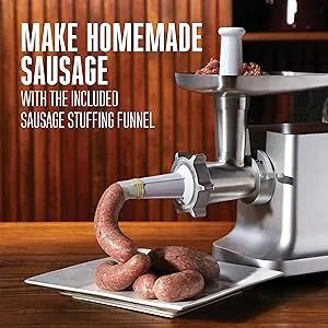 lectric Meat Grinder & Sausage Stuffer, 750 Watt, 1 HP Motor, Grinds 4 lbs Per Minute, Silver, kitchenware