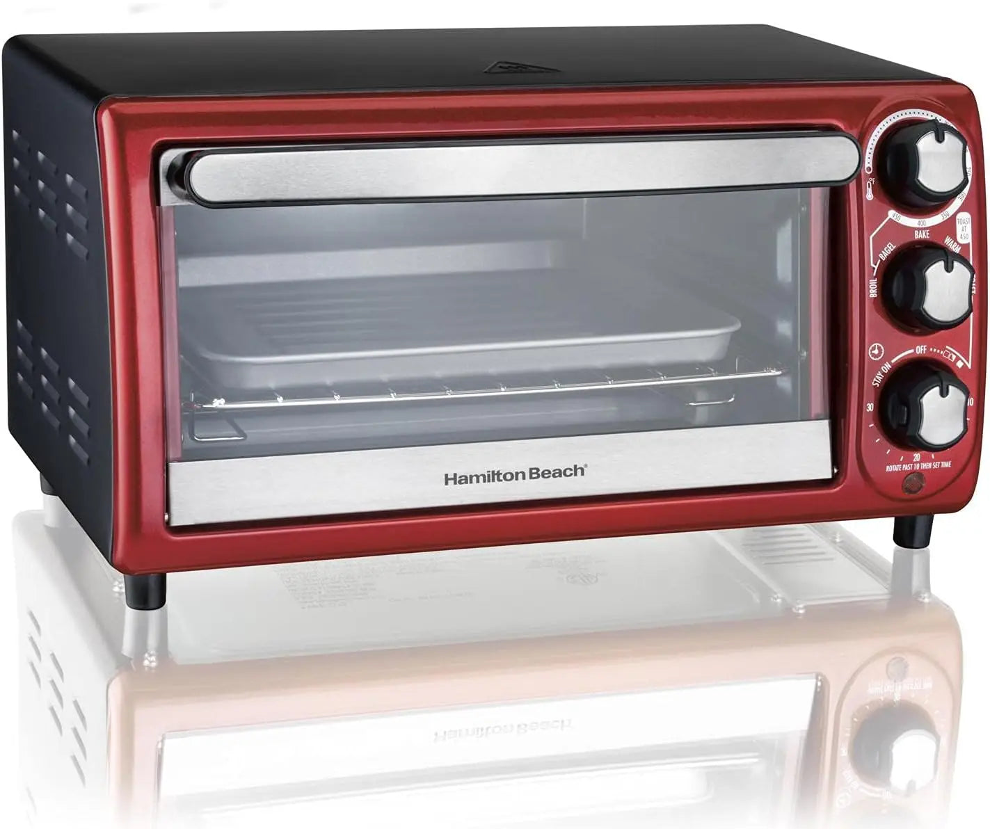 4-Slice Toaster Oven, Red