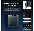Compact Wine Cooler Refrigerator, 16 Bottle Capacity, Freestanding Countertop Wine Cellar in with UV Protected Glass Door