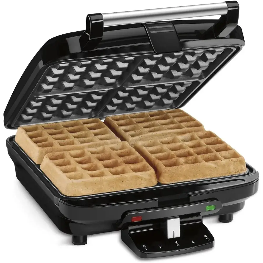 4-Slice Belgian Waffle Maker, Square, Non-Stick Waffle Baker Machine with Five-setting Browning Controls