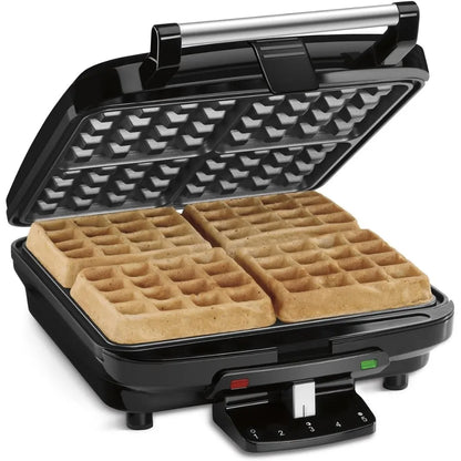 4-Slice Belgian Waffle Maker, Square, Non-Stick Waffle Baker Machine with Five-setting Browning Controls