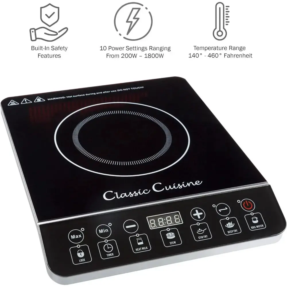 Multi-Function 1800W Portable Induction Cooker, Electric Hot Plate Stove Burner,14 inches L x 11.4 inches W x 2.5 inches H