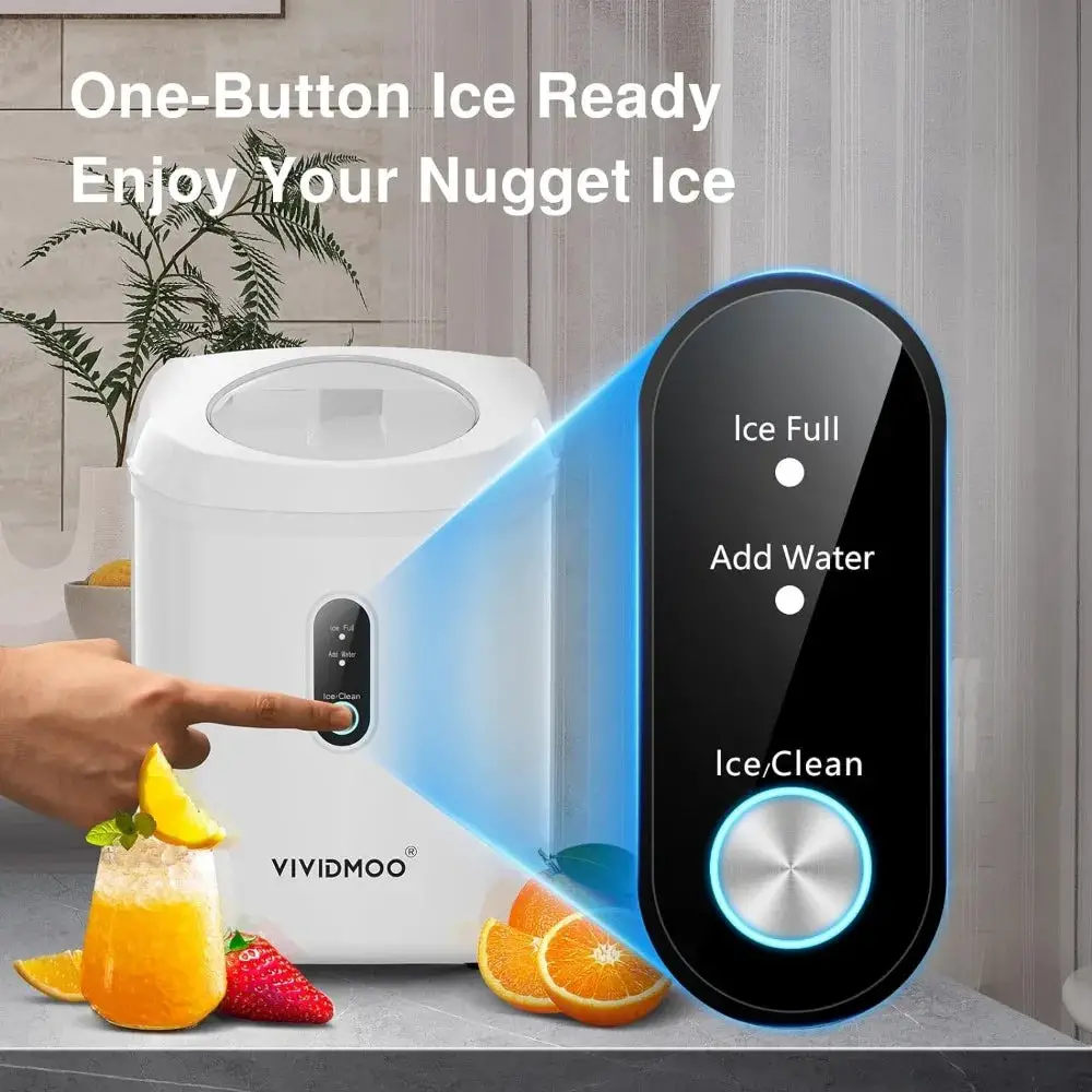 Nugget Ice Makers Countertop, 33 Lbs/Day Sonic Ice Maker, with Tooth-Friendly Chewable Ice, with Self-Cleaning Function