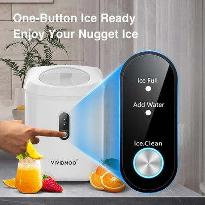 Nugget Ice Makers Countertop, 33 Lbs/Day Sonic Ice Maker, with Tooth-Friendly Chewable Ice, with Self-Cleaning Function