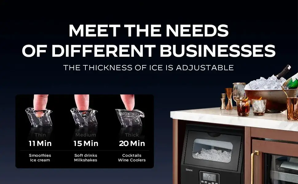 Commercial Ice Maker, Creates 150lbs in 24H, 33lbs Ice Storage,Stainless Steel Freestanding Ice Maker Machine with Self-Cleaning