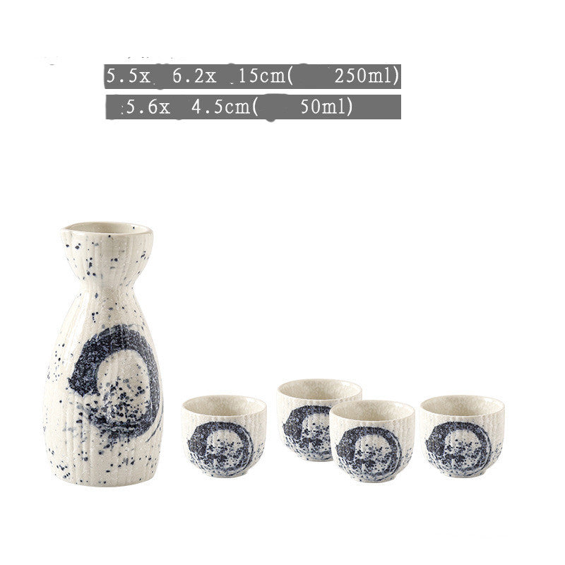 Sake Glass Wine Bottle Set Household Ceramic Dispenser Glass Teacup - Walfos® Kitchenware