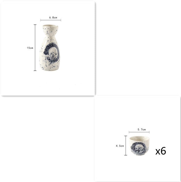 Sake Glass Wine Bottle Set Household Ceramic Dispenser Glass Teacup - Walfos® Kitchenware