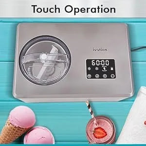 2 Qt Automatic Ice Cream Maker Machine, No Pre-freezing Necessary with Built-in Compressor, Stainless Gelato & Yogurt Machine