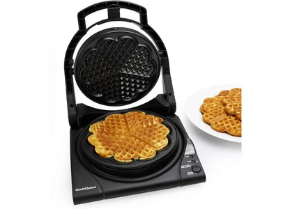 Taste / Texture Select Waffle Maker Traditional Five of Hearts Easy to Clean Nonstick Plates, 5-Slice, 1100W, Black