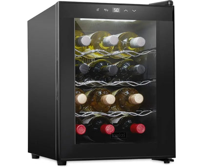 12 Bottle Red and White Wine Thermoelectric Wine Cooler/Chiller, Countertop Wine Cellar with Digital Temperature Display, Black