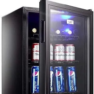 Lodówki na napoje, 120 puszek, mała mini lodówka do domu lub baru, ze szklanymi drzwiami i regulowanymi, wyjmowanymi półkami, 3,5 stopy sześciennej.