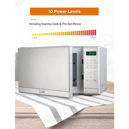 Microwave with 10 Power Levels, 700W with Digital Display, Countertop Microwave with Child Safety Door Lock, Programmable