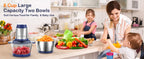 500W Powerful Electric Food Processor with 8 Cup Stainless Steel & Glass Bowls, 2 Speed Mode Electric Meat Grinder Chopper