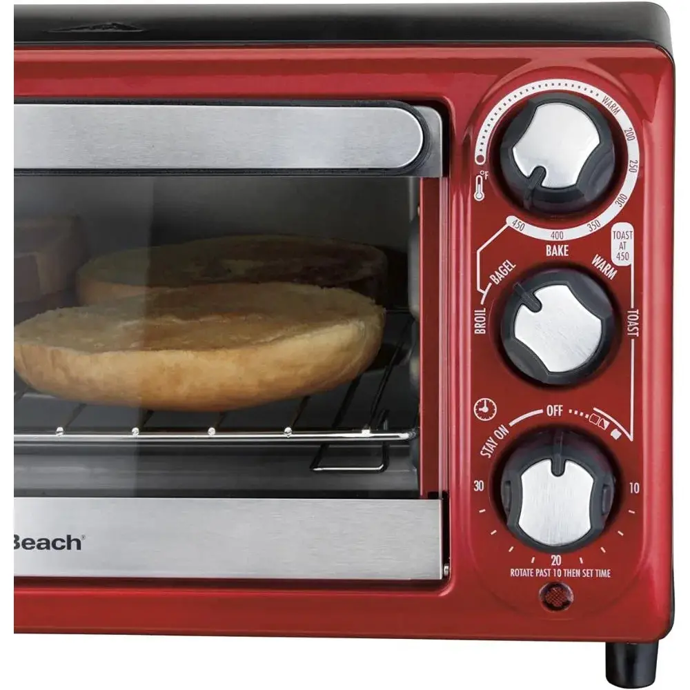 4-Slice Toaster Oven, Red