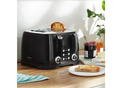 4 Slot Toaster - Black Toaster for Bread Toast Machine Cooking Appliances Kitchen Home