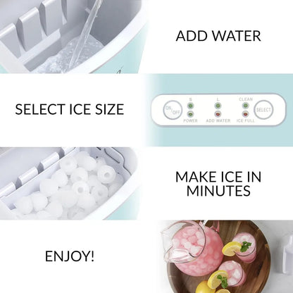 Self-Cleaning Portable Electric Countertop Ice Maker Machine with Handle, 26 Pounds in 24 Hours, With Ice Scoop and Basket