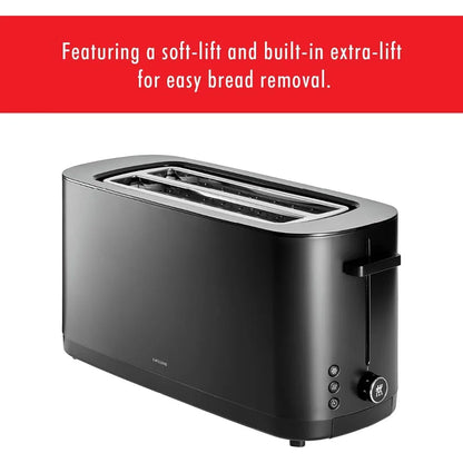 2 Long Slot Toaster, 4 Slices with Extra Wide 1.5" Slots for Bagels, 7 Toast Settings, Even Toasting, Reheat, Cancel, Defrost