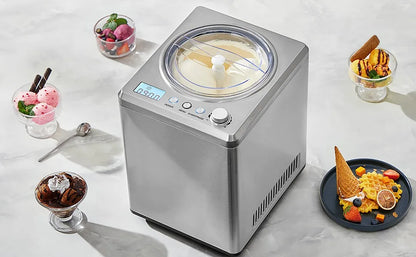 2.5L Automatic Ice Cream Maker Machine with Built-in Compressor - No Pre-Freezing, 3 Modes, LCD Display, Timer,8 Hours Keep Cool