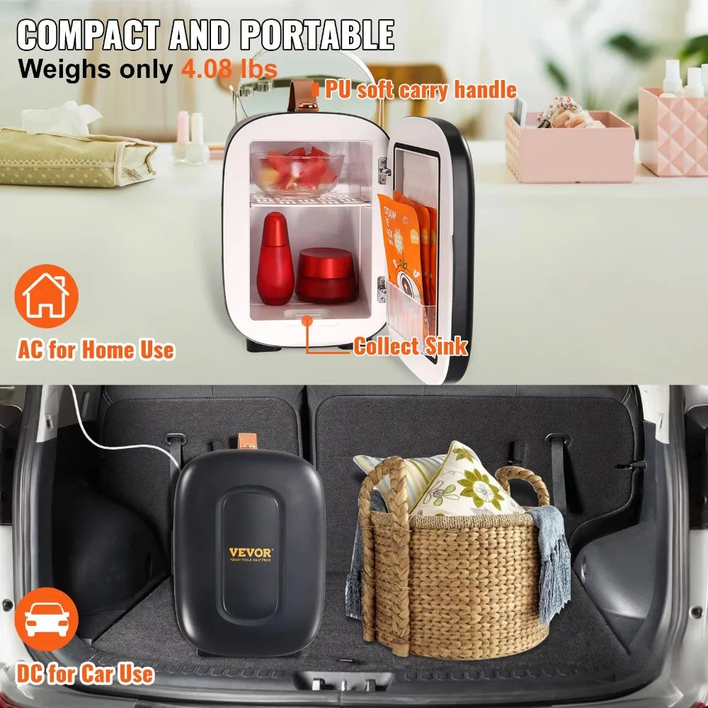 Mini lodówka 4L, przenośna chłodziarka i podgrzewacz, lodówka do pielęgnacji skóry AC/DC, kosmetyki, makijaż, lodówka, do sypialni, biura, samochodu, łodzi, akademika, pielęgnacji skóry