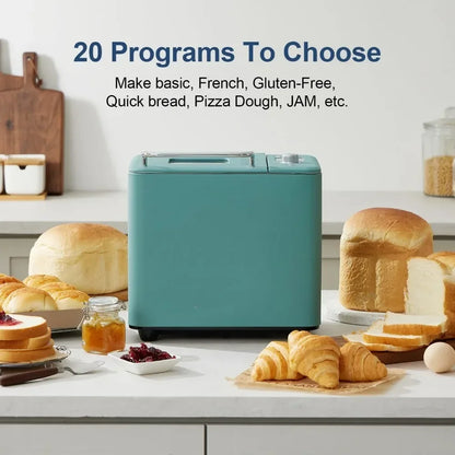 20 in 1 2-pound automatic bread maker with gluten free pizza sourdough setting, digital, programmable, 1-hour insulation