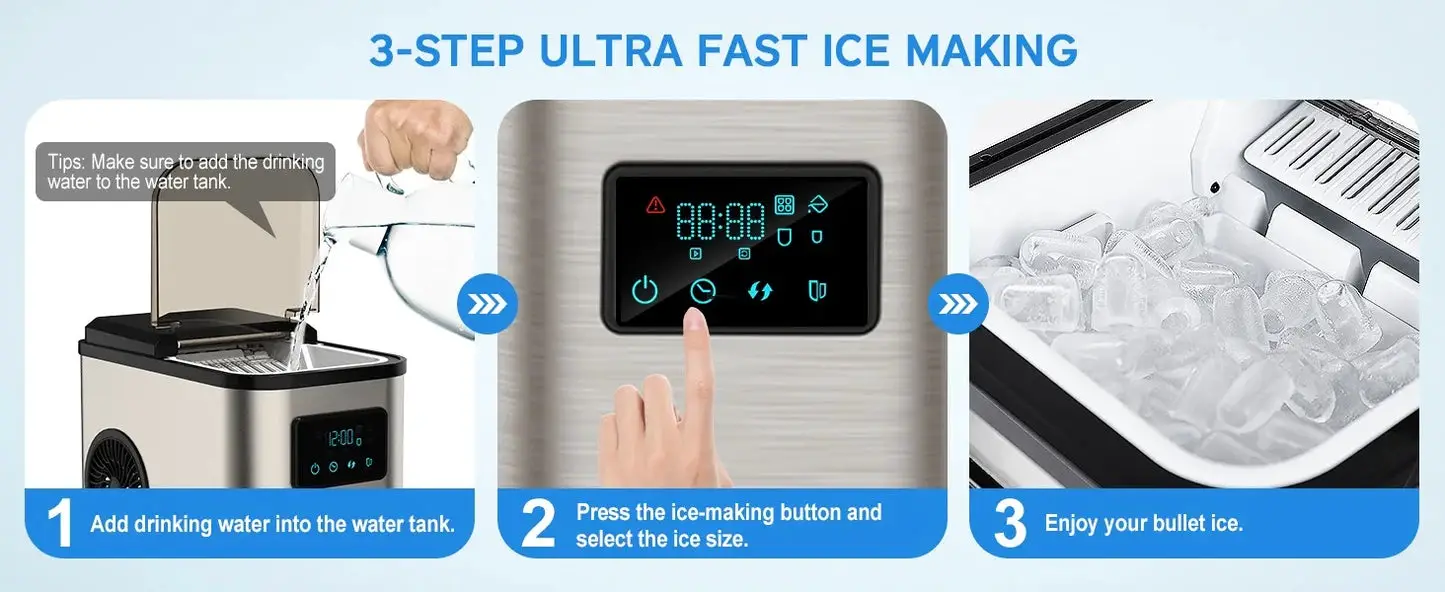 Ice Maker Countertop, Portable Ice Maker Machine, 28lbs/24Hrs, with Self Cleaning, Time Reservation, Include Scoop & Basket