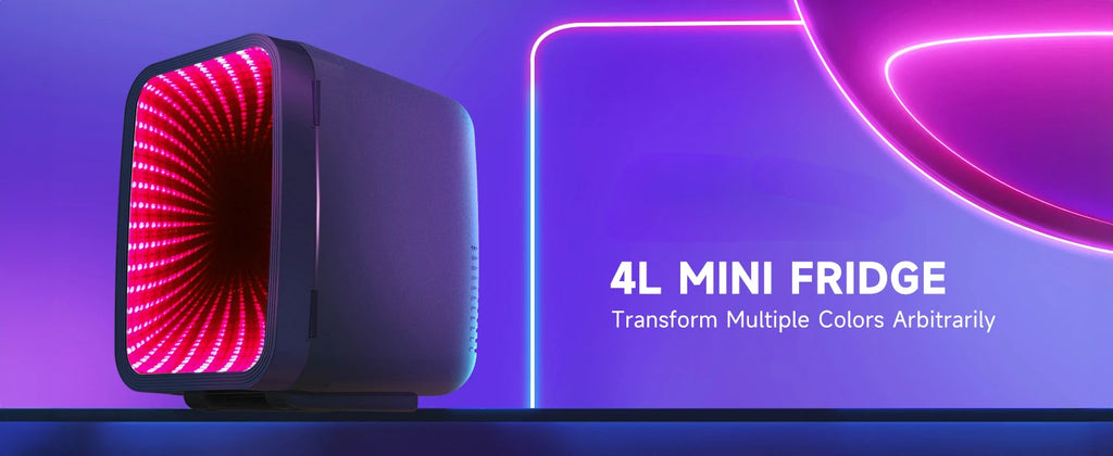Mini lodówka, 4 litry/6 puszek mała lodówka z przyciemnianym światłem LED, AC/DC termoelektryczna chłodziarka i podgrzewacz mini lodówka do gier
