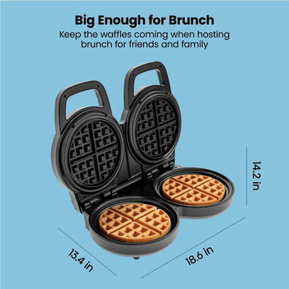 Double Waffle Maker, 6-Inch,2 at a time, 7 Shade Temp Control, Non-Stick, Stainless Steel, mini waffle maker