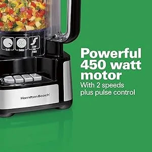 Stack & Snap Food Processor and Vegetable Chopper, BPA Free, Stainless-Steel Blades, 12 Cup Bowl, 2-Speed 450-Watt Motor, Black