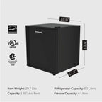 Kompaktowa lodówka 1,6 Cu Ft Mini lodówka z zamrażarką, pojedyncze drzwi, niski poziom hałasu, z regulowanymi ustawieniami temperatury, czarna