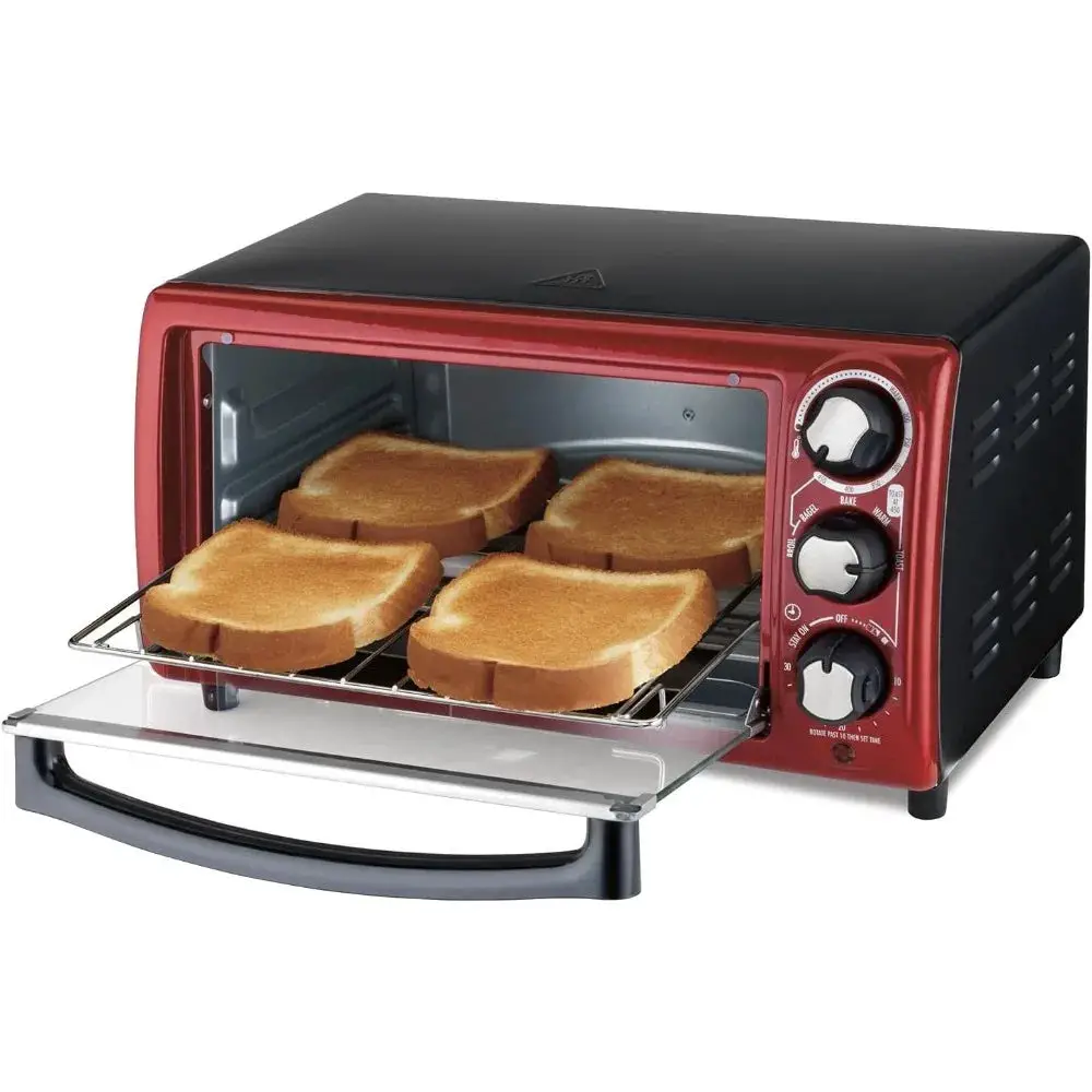 4-Slice Toaster Oven, Red