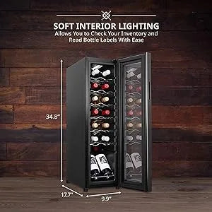 14 Bottle Compressor Wine Cooler Refrigerator w/Lock, Freestanding Wine Cellar for Red, White, Champagne or Sparkling Wine