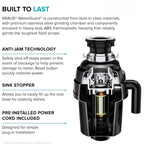 1 HP Continuous Feed Garbage Disposal with Ultra-Quiet Motor for Kitchen Sinks with Power Cord and Flange Included, Black