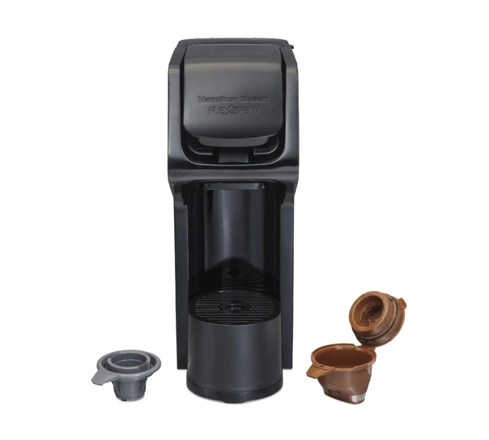 Single-Serve Coffee Maker, Black, Capacitive-Touch Controls, Compatible with Pod Packs and Grounds, 14 oz