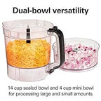 Food Processor and Vegetable Chopper, BPA Free, Stainless-Steel Blades, 14 Cup + 4-Cup Mini Bowls, 3-Speed 500-Watt Motor, Black