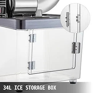 Commercial Ice Crusher, 300W Electric Snow Cone Machine with Dual Blades, Stainless Shaved Ice Machine with Safety On/Off Switch