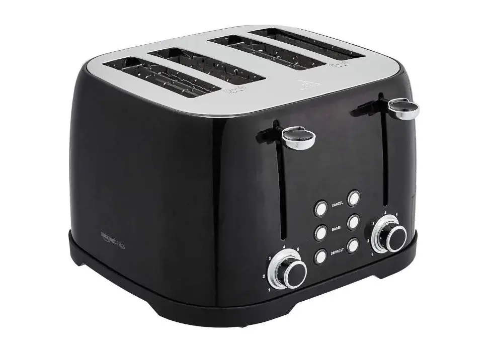 4 Slot Toaster - Black Toaster for Bread Toast Machine Cooking Appliances Kitchen Home