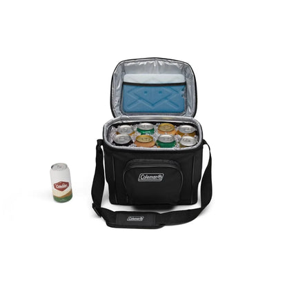 16-cans Insulated Soft Cooler Bag, Black, Adjustable Padded Sling Strap and Padded Side Handles for Easy Transport