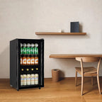 Mini Fridge Glass Door 120 Cans Beverage Refrigerator Small Wine Cooler Clear Front Drinks Fridge with 7 Thermostat LED Lights