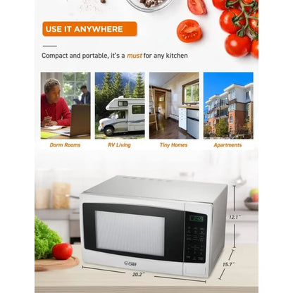 Microwave with 10 Power Levels, 1000W with Push Button Door Lock, Microwave with Microwave Turntable and Digital Controls