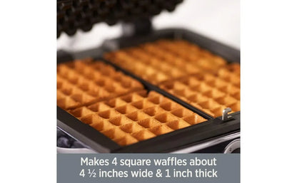 Gourmet Digital Waffle Maker with Removable, Dishwasher-safe Plates. 4 slices, coated with a PFOA-free nonstick, Silver