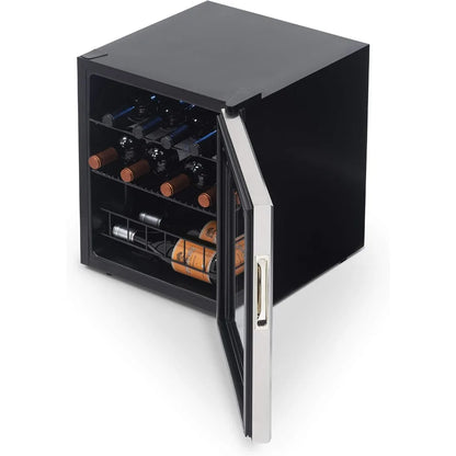 Compact Wine Cooler Refrigerator, 16 Bottle Capacity, Freestanding Countertop Wine Cellar in with UV Protected Glass Door