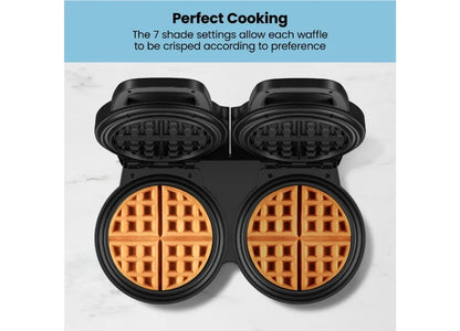 Double Waffle Maker, 6-Inch,2 at a time, 7 Shade Temp Control, Non-Stick, Stainless Steel, mini waffle maker