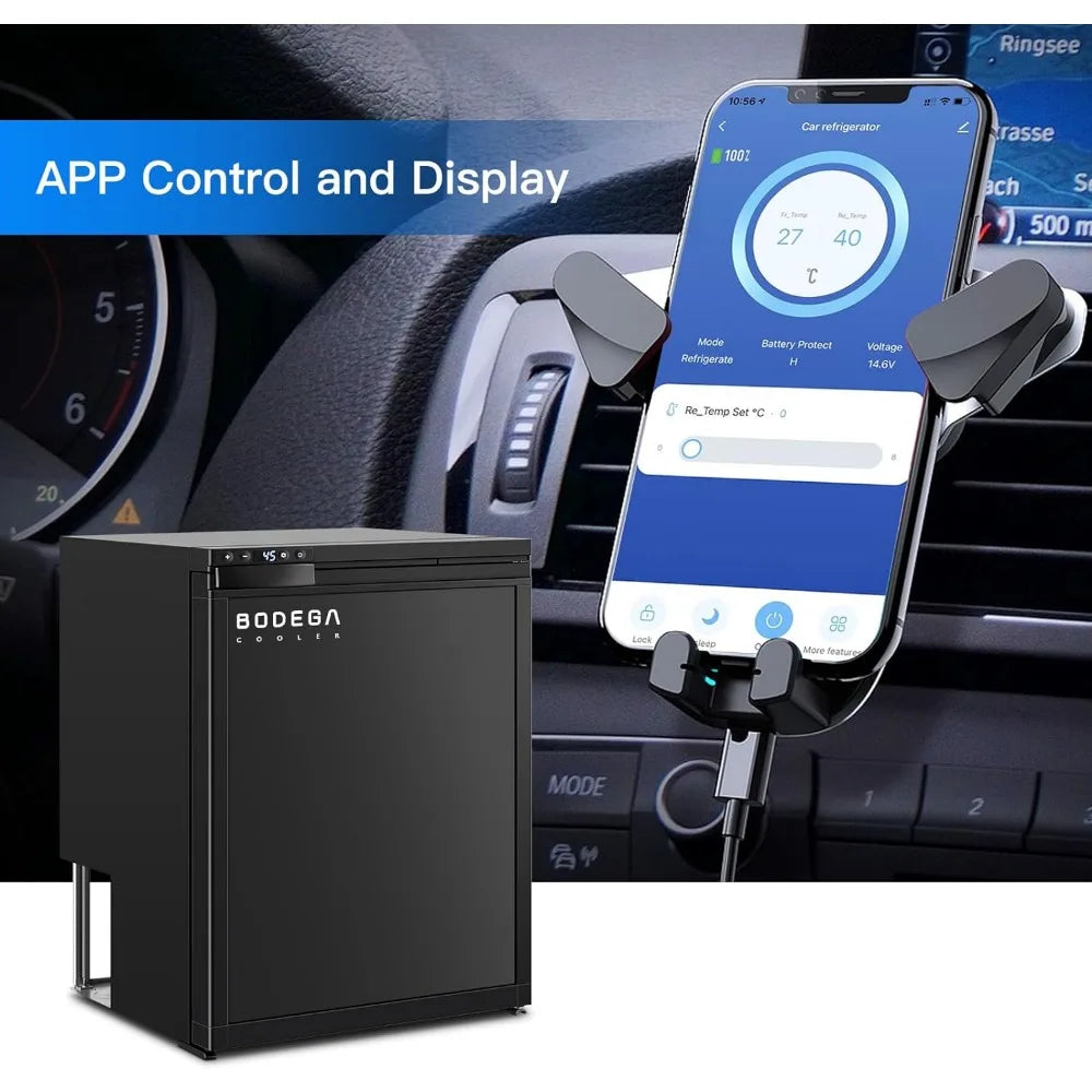 Lodówka kempingowa WIFI APP Control, 65L (2.3cu.ft.) Lodówka kempingowa z zamrażarką, 12 V lodówka samochodowa z zamkiem, (4℉-46℉) lodówka podróżna