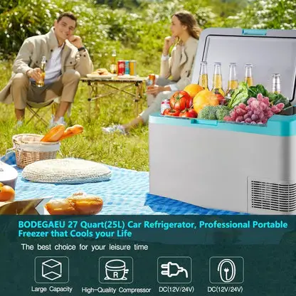 12 Volt Car Refrigerator, 27 Quart (25L) Car Fridge Portable Freezer (-4℉-68℉), 12/24V DC & 100V-240V AC, WIFI APP Control