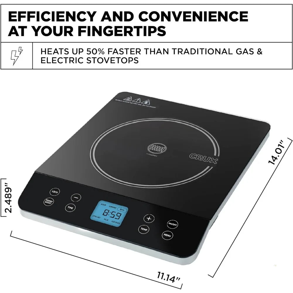 Kuchenka indukcyjna, płyta grzewcza elektryczna, programowalny pojedynczy palnik z wyświetlaczem dotykowym LCD, kontrola temperatury, 1800 W